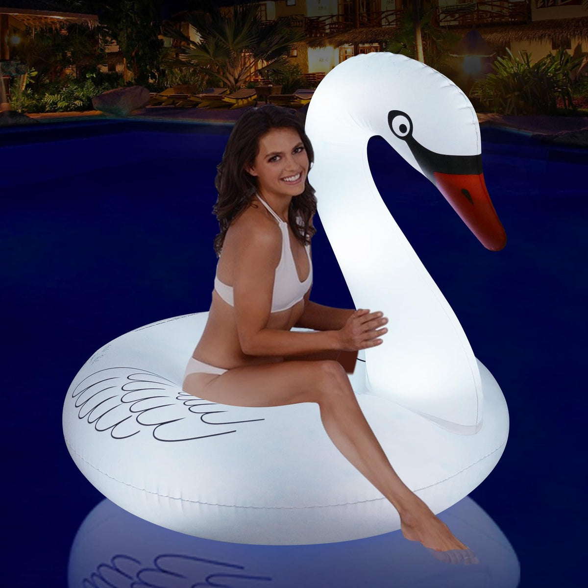 Junbig Swan pool float 42-inch with buoyant adult-ready design