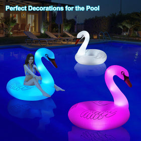 Junbig Swan float used as pool party decor for photos