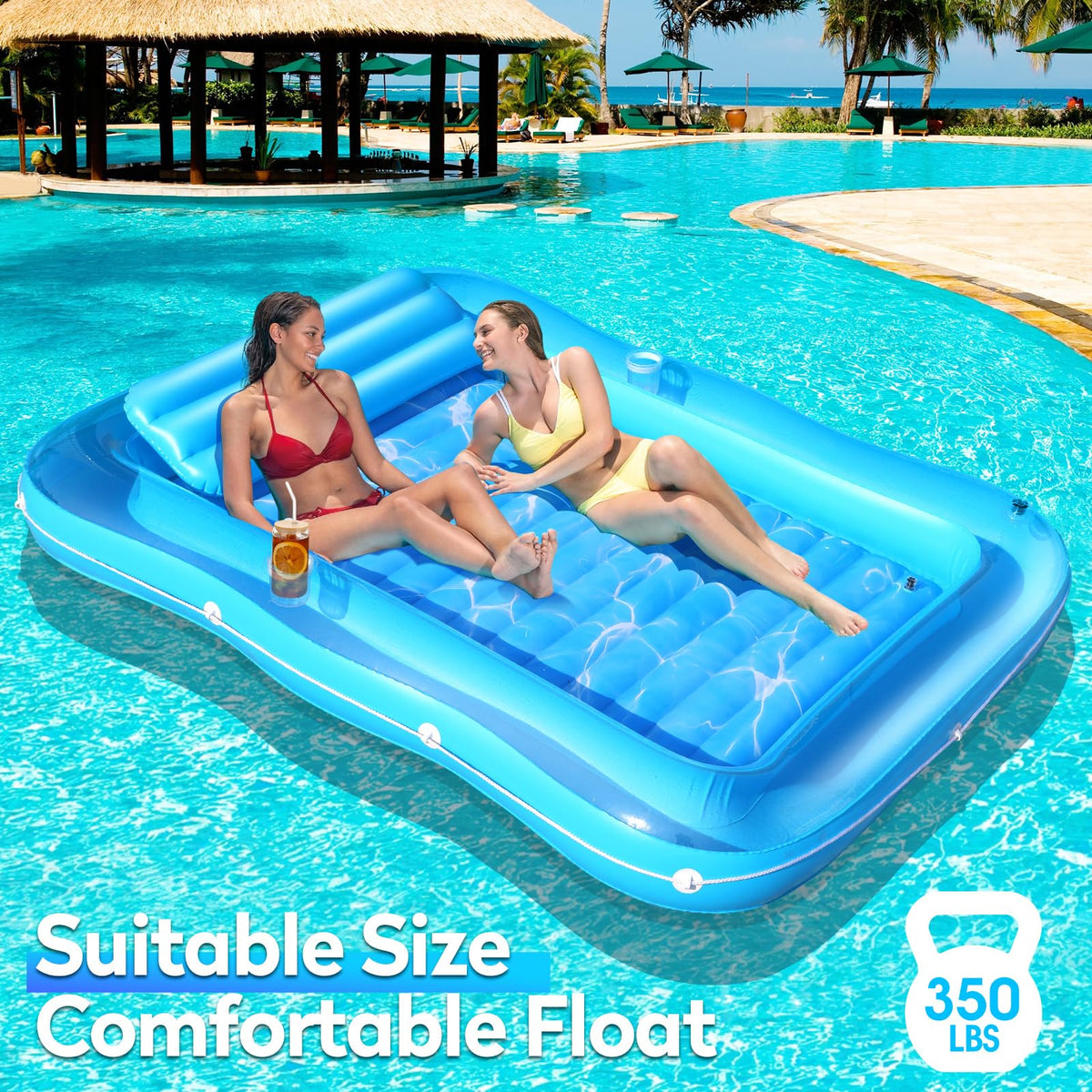 Junbig tanning pool lounger with removable pillow offering neck support