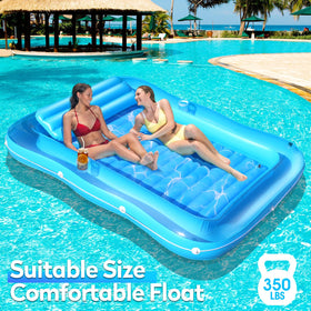 Junbig tanning pool lounger with removable pillow offering neck support