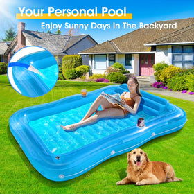 Junbig tanning pool with grab line and dock stability for secure use