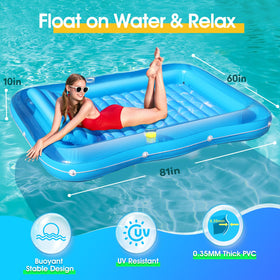 Junbig tanning pool with two cup holders for beverages