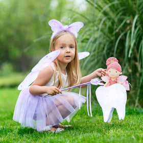 Soft silk tooth pouch included with June Garden Anastasia for safe keepsakes