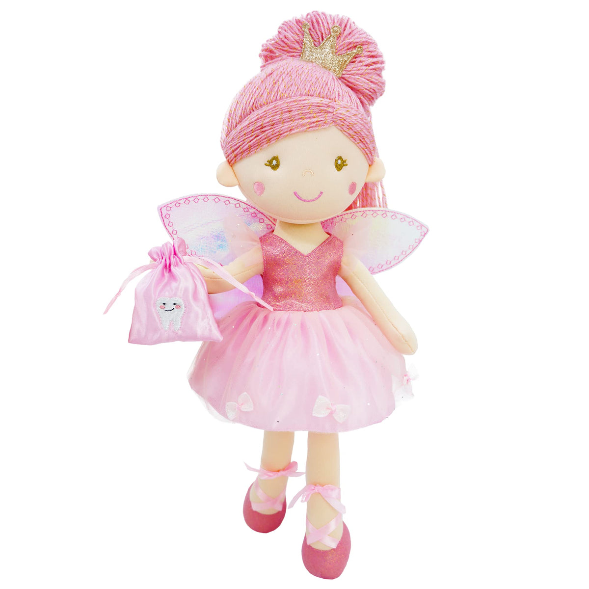 June Garden Anastasia tooth fairy doll with pink dress and wings for imaginative play