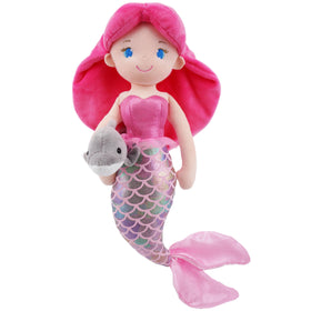 June Garden Thalassa Seabreeze mermaid doll front view highlighting vibrant pink hair for imaginative play