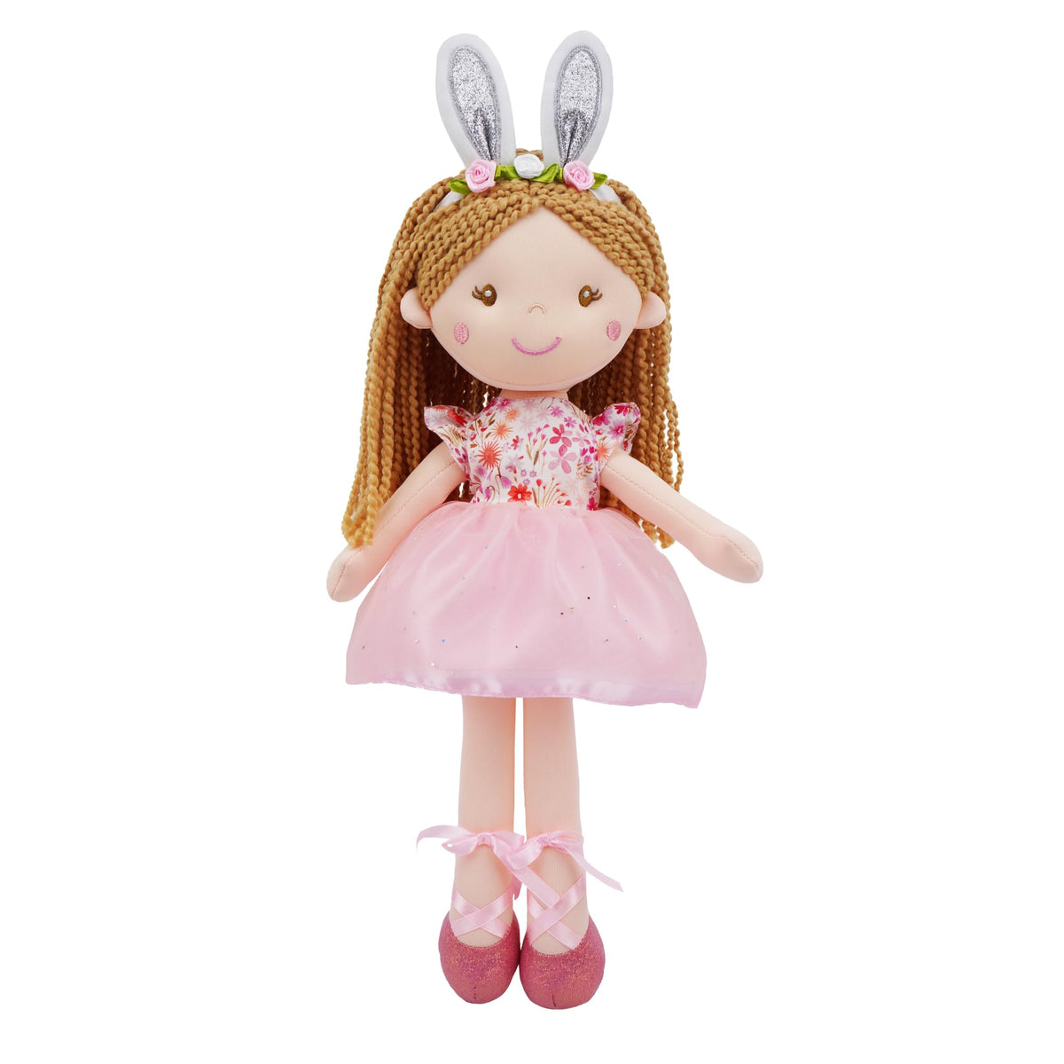 June Garden Brielle enchanted Easter bunny doll in pink dress for imaginative play
