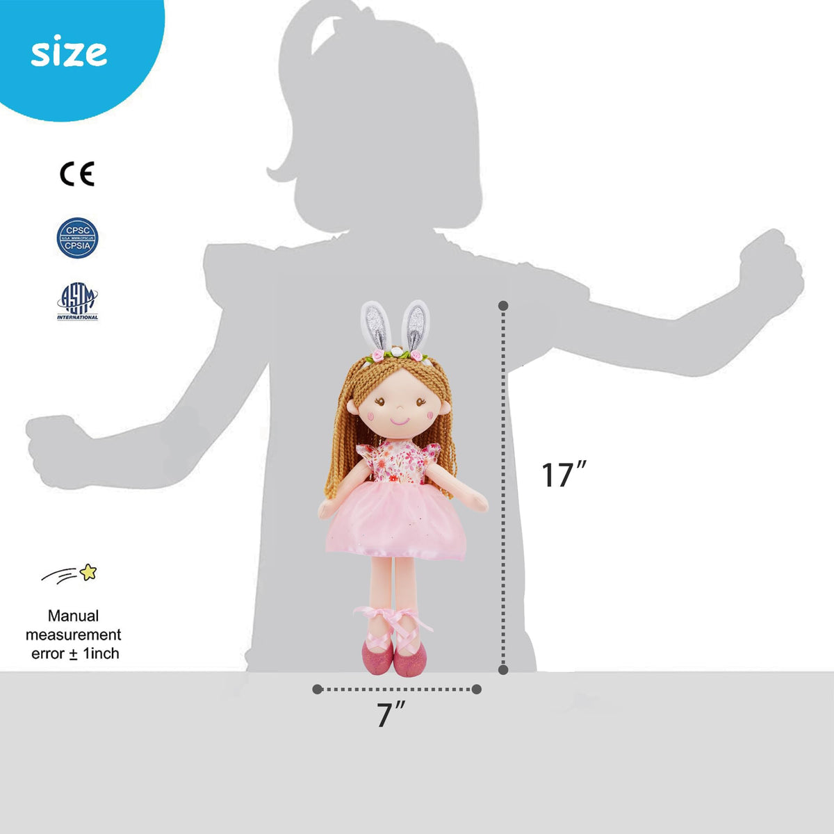 June Garden Brielle plush doll for children, ideal as a comforting companion