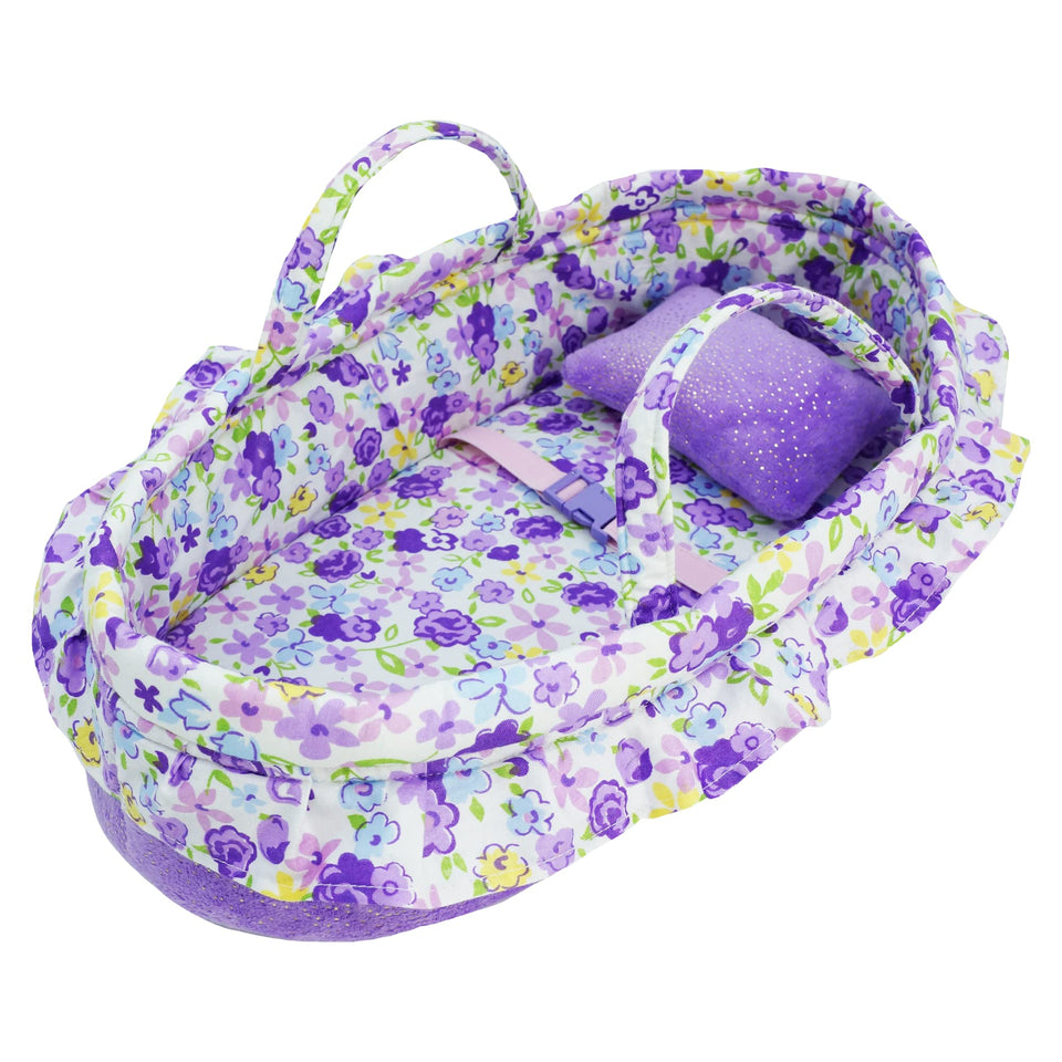 June Garden Cozy Dream Doll Bassinet front view for on-the-go play