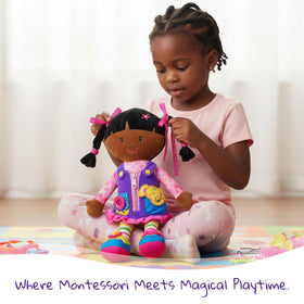 June Garden Dressy Friends Scarlett buttoning play supports independent dressing