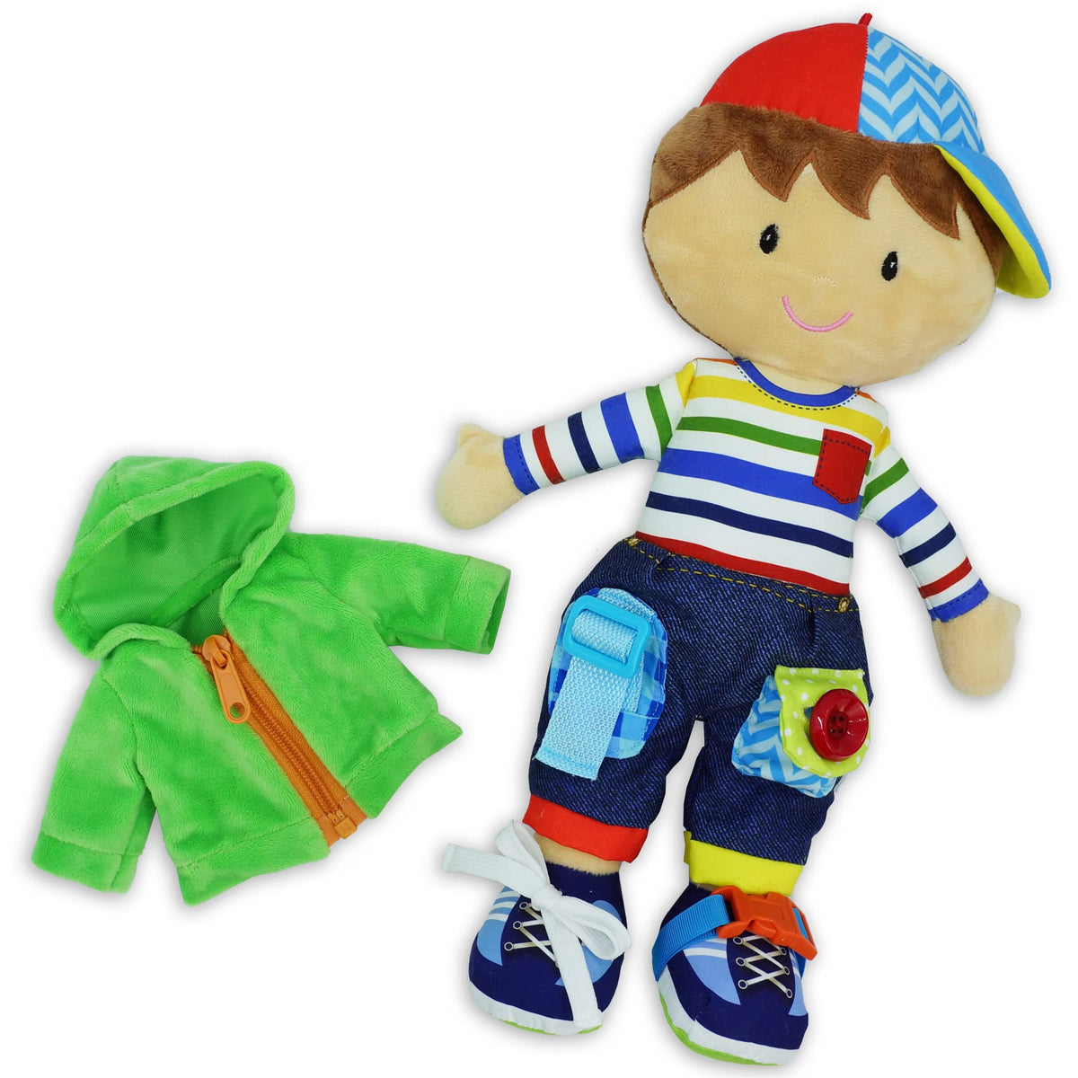 June Garden Dressy Friends Terry zipper-practice supports fine motor skills.