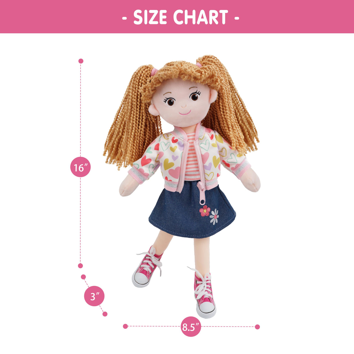 June Garden Gracie braidable yarn hair with accessories supports imaginative hairstyles and fine motor skills.
