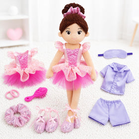 June Garden Maya ballerina doll in pink tutu and satin slippers for imaginative play.