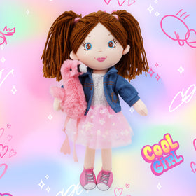 June Garden Rosie flamingo companion, soft plush friend for gentle hugs.