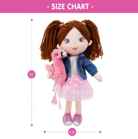 June Garden soft plush materials provide safe, lightweight toys for toddlers.