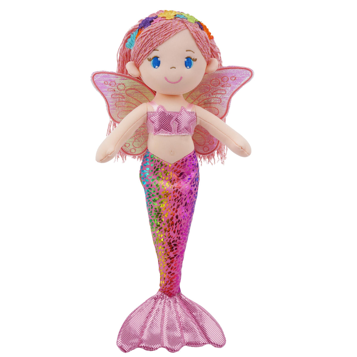 June Garden Selina Pearl mermaid doll with glitter tail for imaginative play and cuddles.