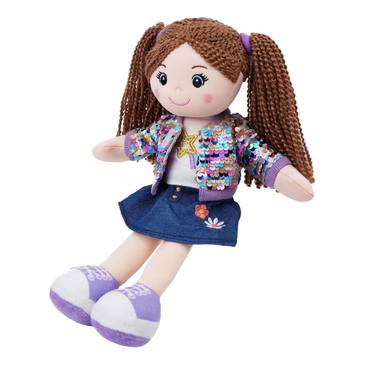 June Garden Snuggle Cutie Sophie Glam denim skirt with flower embellishments for cute outfits