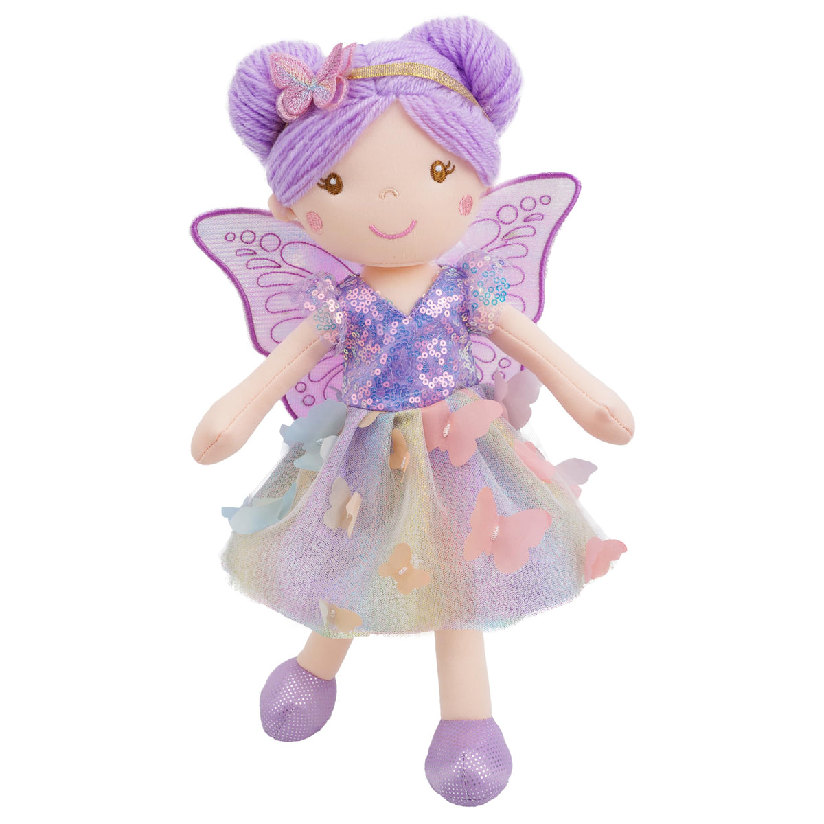 June Garden Celestia Rainbow Whisper doll front view inspires magical storytelling and cozy hugs.