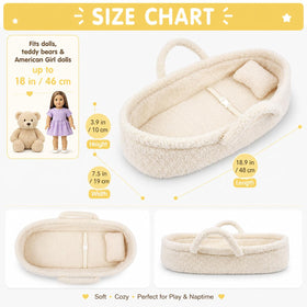 June Garden Cozy Dream Doll Bassinet close-up of soft faux lamb fur
