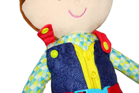 June Garden Dressy Friends Lucas zipper-play supports hand-eye coordination.