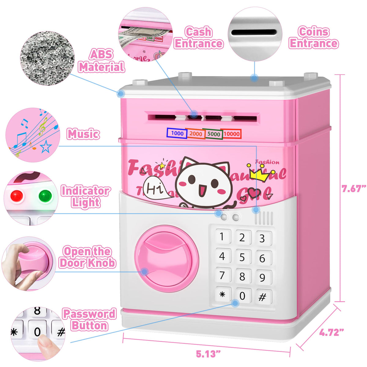 JUNEU cat piggy bank cartoon cat design appeals to children