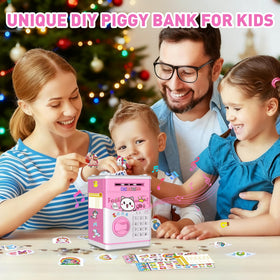 JUNEU cat piggy bank with name sticker for personalization
