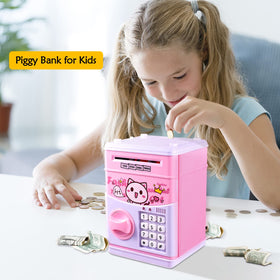 JUNEU cat piggy bank durable plastic construction for everyday play