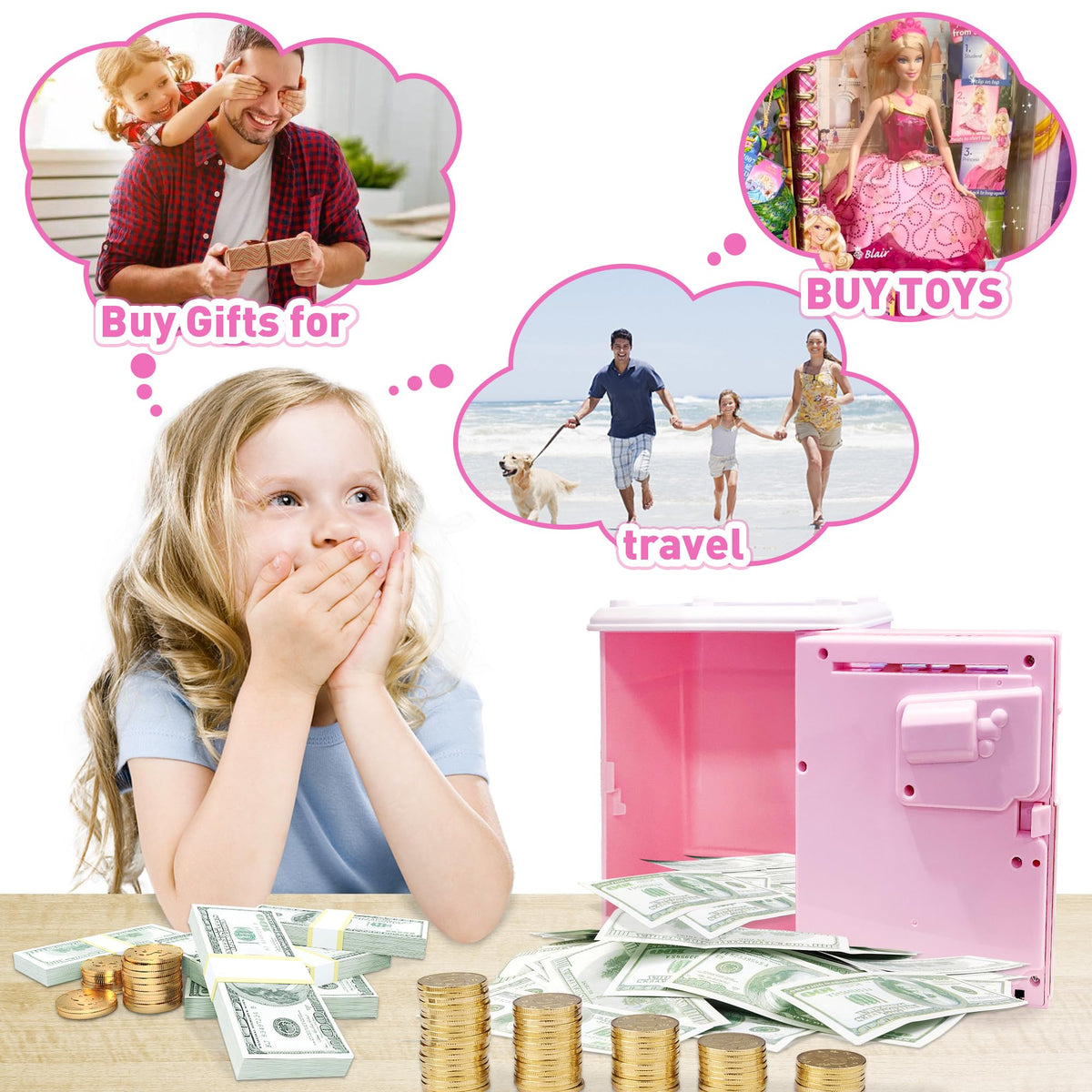 JUNEU cat piggy bank password protection and reset