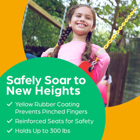 66-inch chains connect to the Jungle Gym Kingdom swing seat for adjustable height.