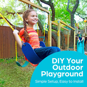 Jungle Gym Kingdom backyard swing kit ready for porch or tree mounting
