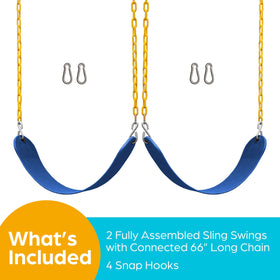 Jungle Gym Kingdom backyard swing kit in blue, ready to install