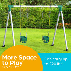 Jungle Gym Kingdom fixed T-bar seat provides stable seating for youngsters.