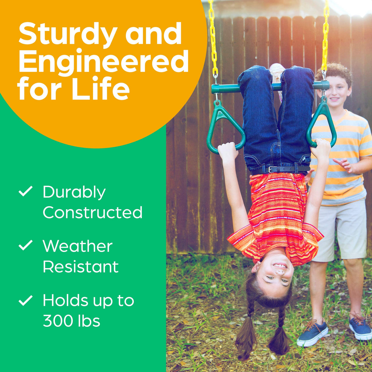 Jungle Gym Kingdom heavy-duty 48-inch chain supports tall, safe swings.