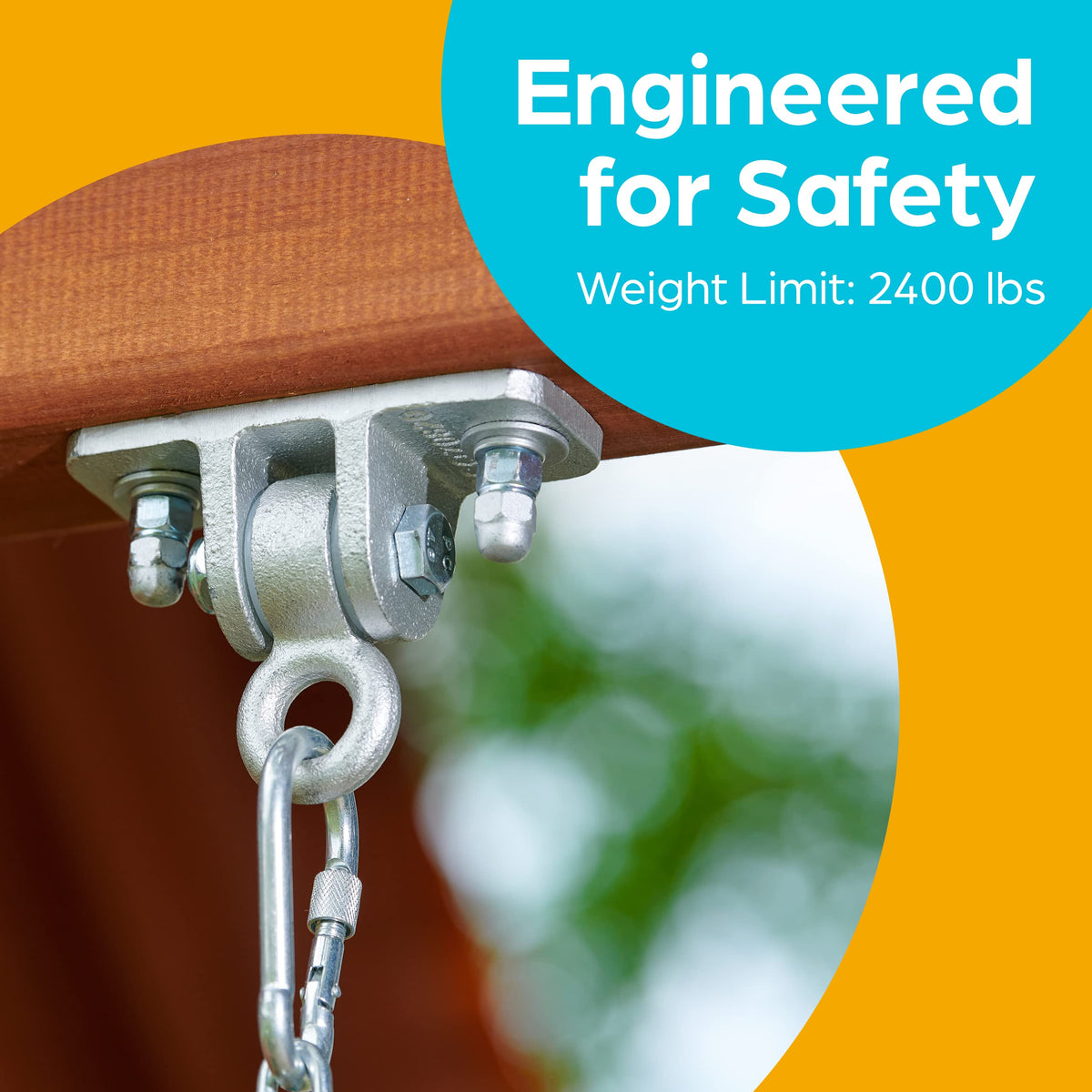 Jungle Gym Kingdom locking snap hook ensures secure, quick-release connections.
