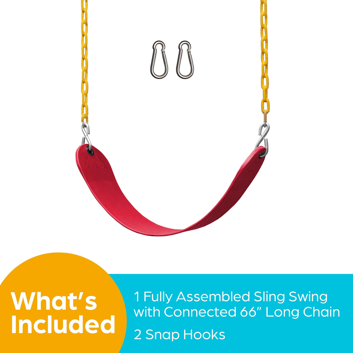 Metal snap hooks included for secure Jungle Gym Kingdom mounting.