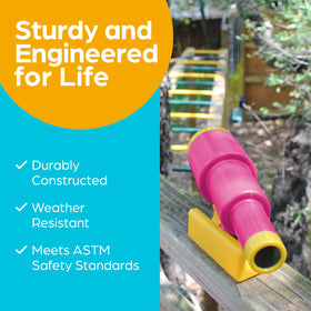 Jungle Gym Kingdom pirate telescope pink on a playset encouraging kid adventures.