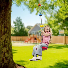 Jungle Gym Kingdom rainbow climbing rope adds color and versatile play for backyard adventures.