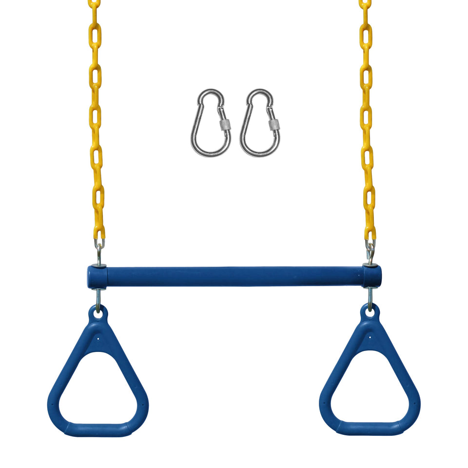Jungle Gym Kingdom trapeze bar for backyard play and swinging.