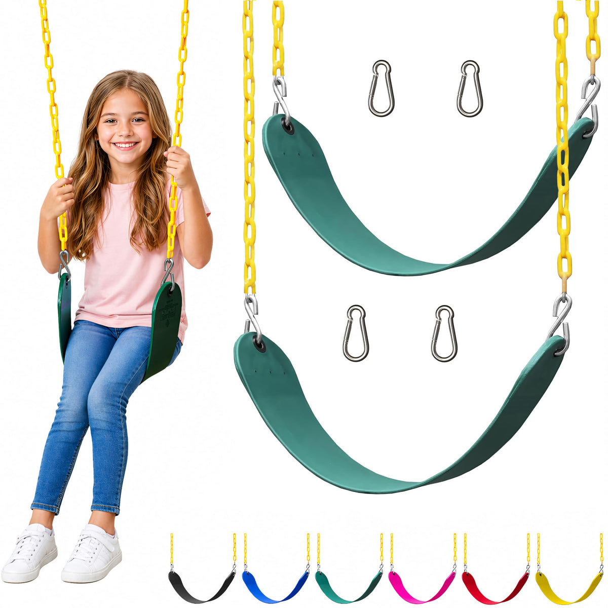 Jungle Gym Kingdom swing seat replacement, 27in by 5.5in dimensions, durable for backyard use.