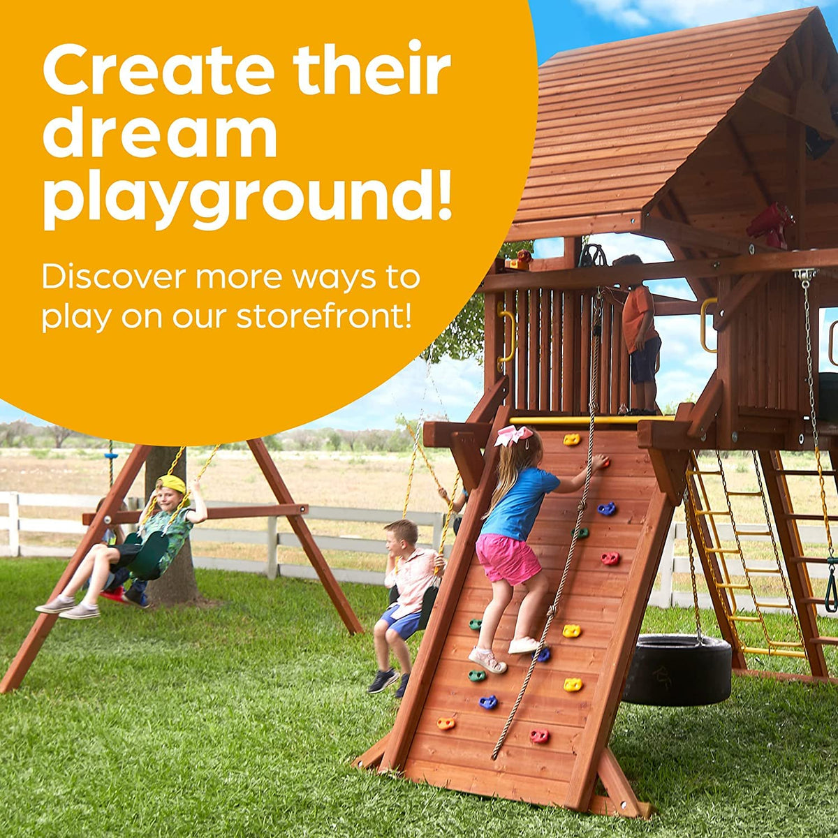 Jungle Gym Kingdom weather-resistant construction for outdoor use.