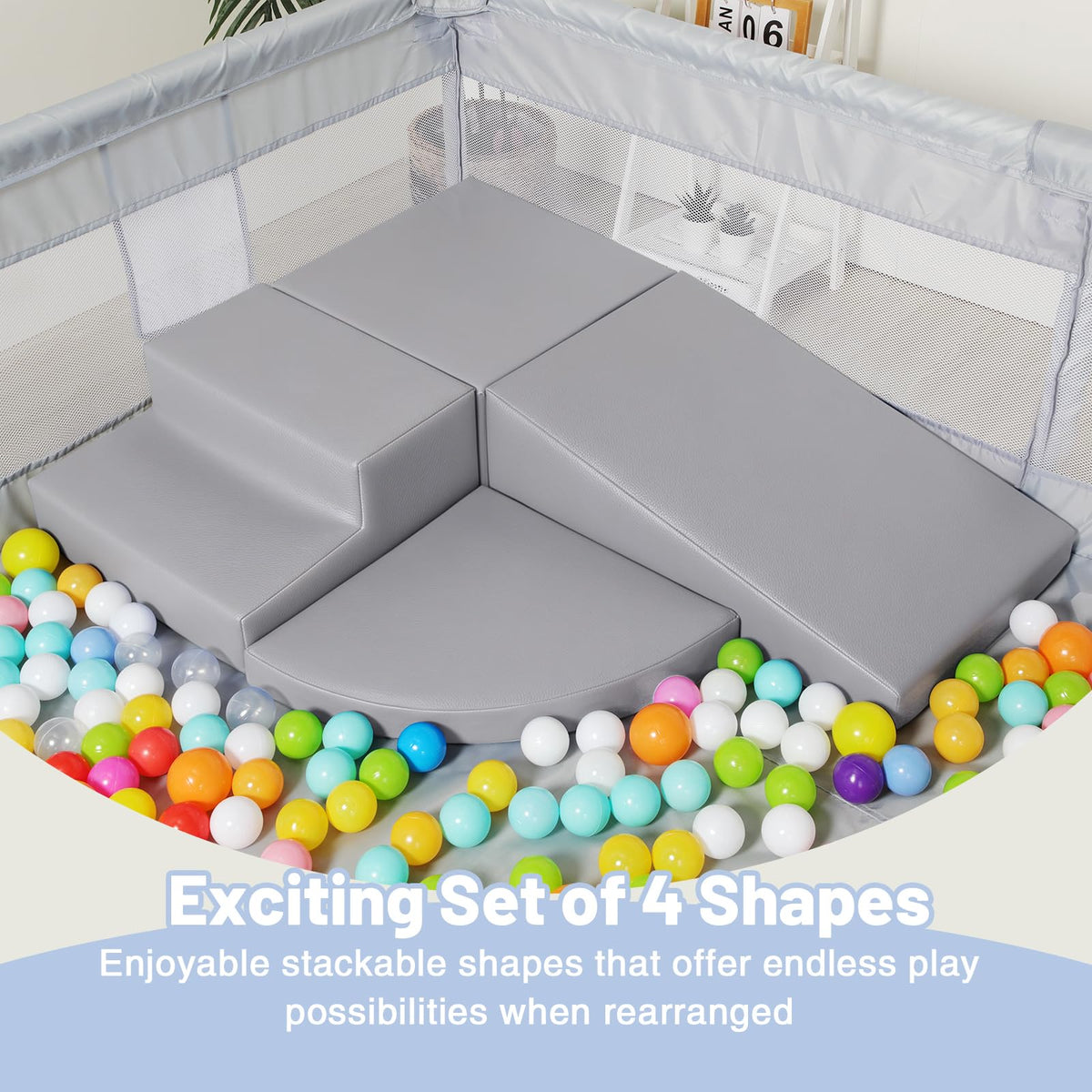 JungleDove foam climbing blocks gray playtime set is easy to clean and durable