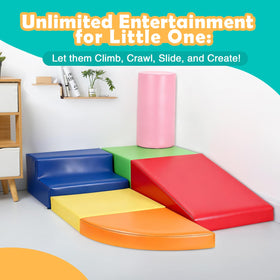 JungleDove six-piece set features blue stairs to spark color-rich climbing play.