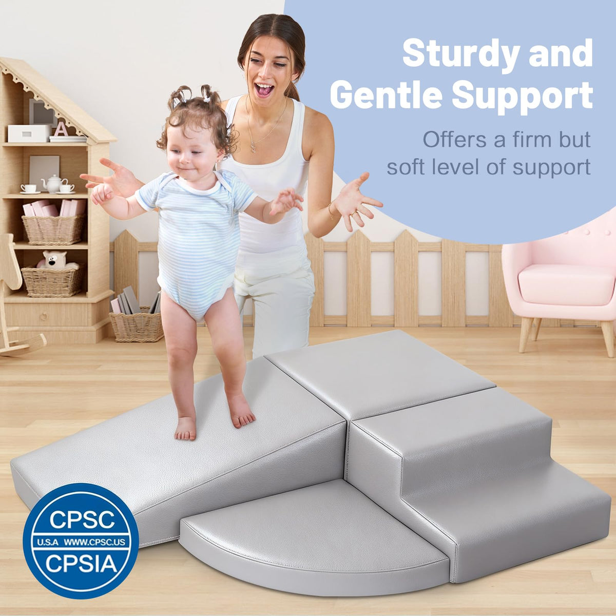 JungleDove foam climbing block gray set layout inspires imaginative play and stacking