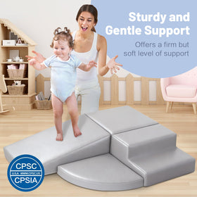 JungleDove foam climbing block gray set layout inspires imaginative play and stacking