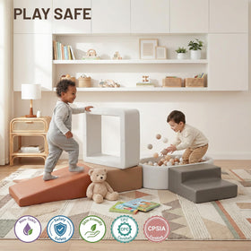 JungleDove foam climbing blocks help develop balance and coordination during play.