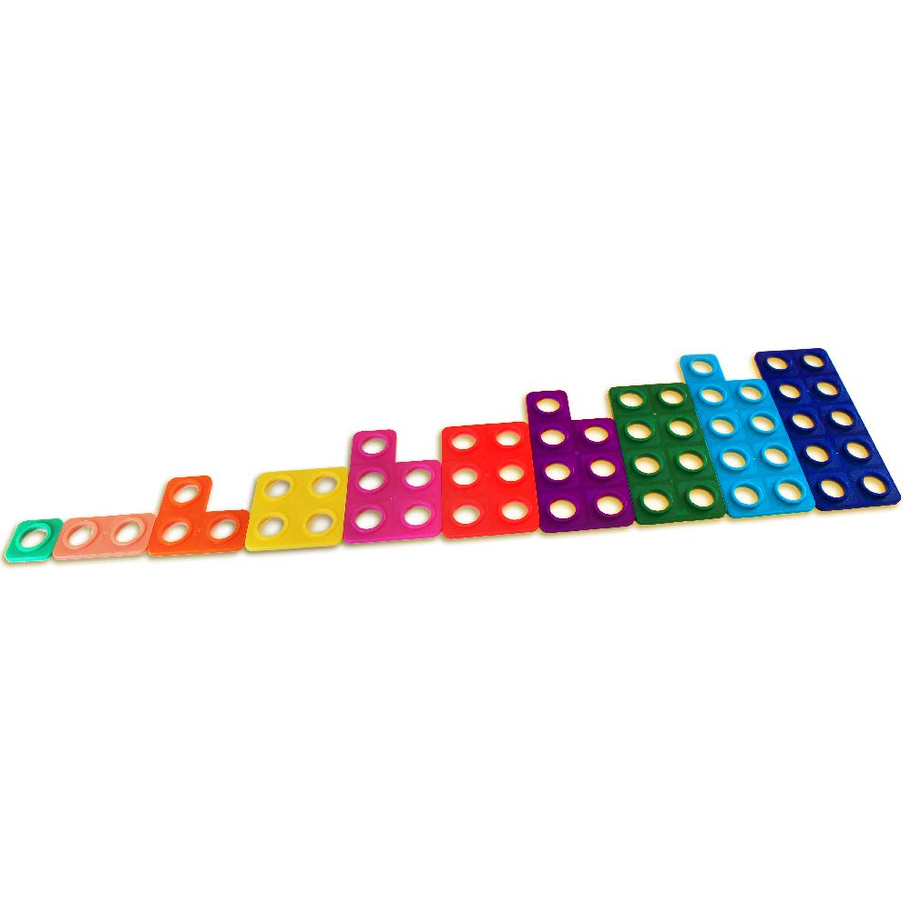 Junior Learning Ten Frame Towers dice in play for arithmetic practice.