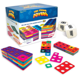 Junior Learning Ten Frame Towers game box with counting tiles for visual math practice.