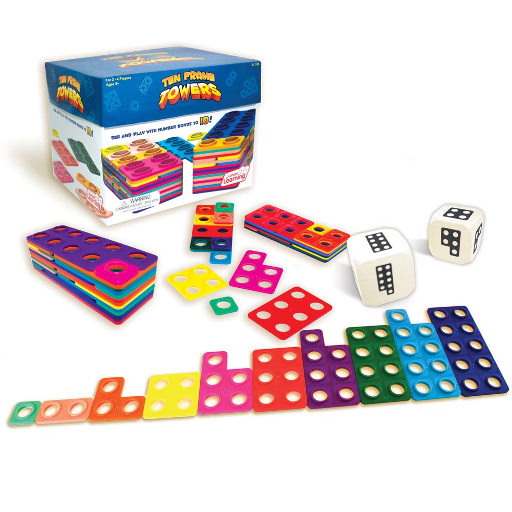Junior Learning Ten Frame Towers players in action stacking to build number bonds.