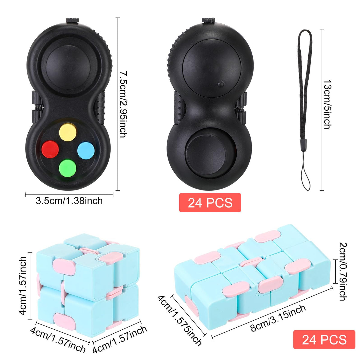 Junkin colorful fidget cubes for compact mood soothing and focus