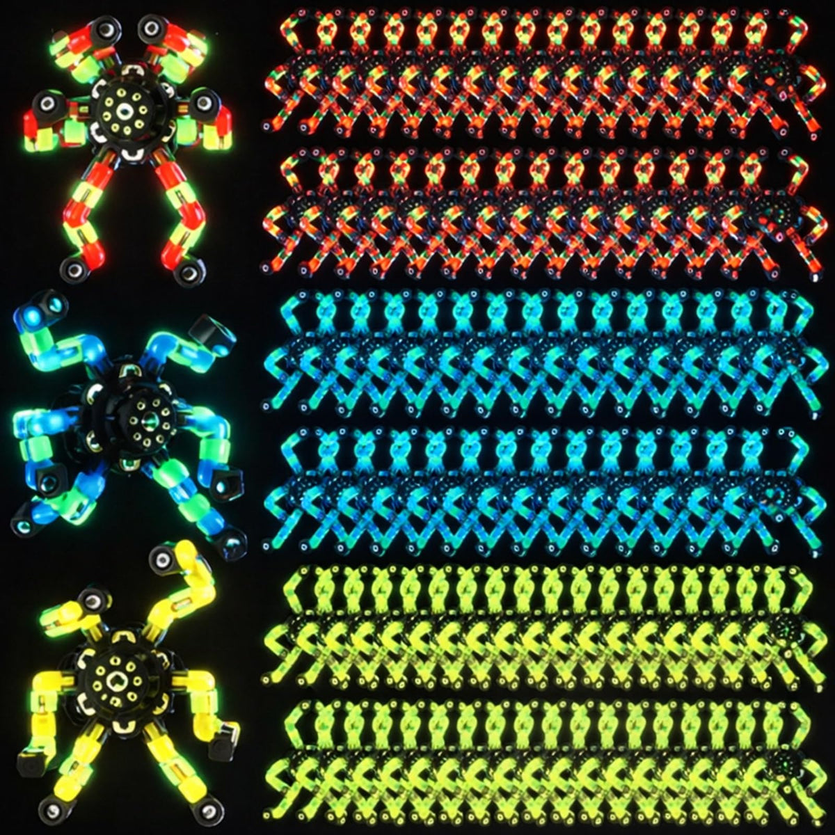 Junkin Glow 100 Pcs Fidget Toys Bulk, ideal for classroom prizes and focus.