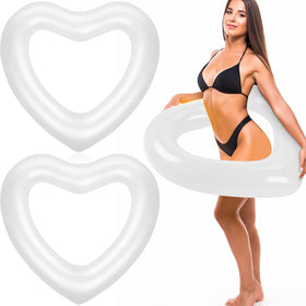 Junkin heart pool float white three-pack shown for elegant poolside visuals.